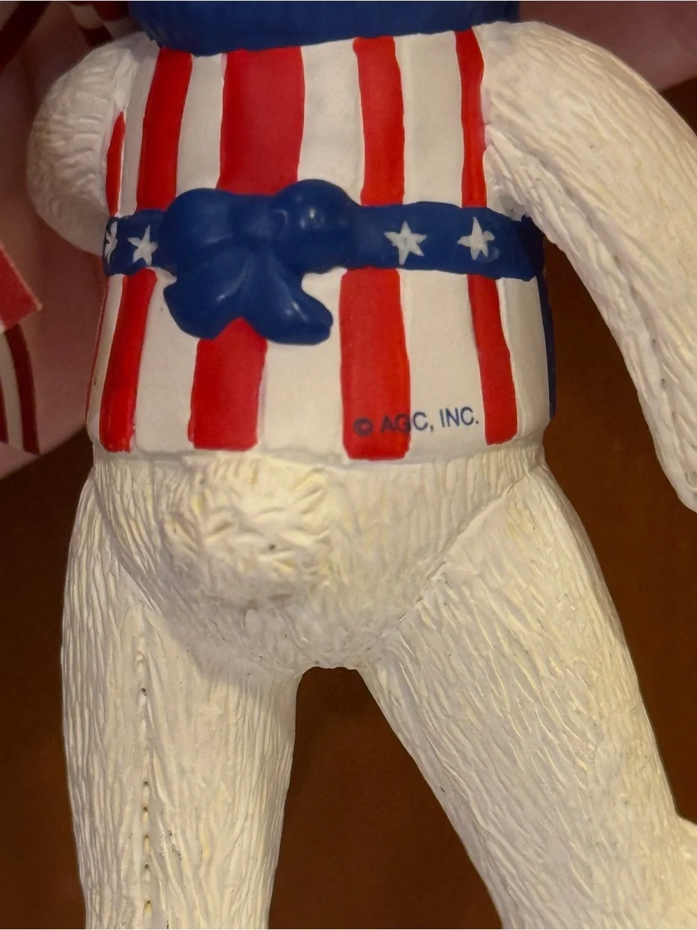 Patriotic Bear with Flag Christmas July 4th ornament in Red, White & Blue 2001